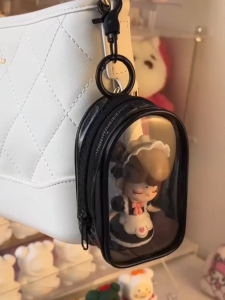 Clear Doll Display Bag Portable Small Hanging Bag Zipper Closure Dustproof Collectibles Storage Case Thicken Wallet Classic Organizer Box