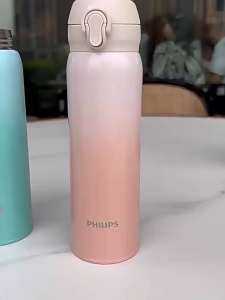 Philips Thermos Flask 500ML Minimalist One-Click Pop-up Lid 316 Stainless Steel High-Value Gradient Thermal Flask for Men and Women Portable Car Cup
