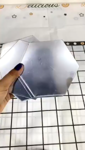 Lifepro Hexagonal Cermin Tempel Kaca Sticker Segi Enam Hexagon Mirror Acrylic Dekorasi Hijang Akrilik Dekorasi Toilet Kamar Mandi Murah Import