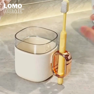 Cốc đánh răng LOMO nhựa PP cao cấp có khe để bàn chải đánh răng sang trọng siêu bền