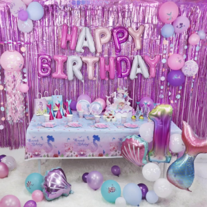 7pcs Mermaid Number Foil Balloon For Under The Sea Birthday Party Decorations