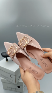 Slip On Heels Sepatu Wanita Import Korean Looks Tinggi 4 cm Formal