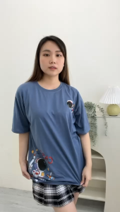 CAROTYLES S Kaos Couple Keluarga Motif 2 ASTRO Wanita dan Anak Lengan Pendek Katun