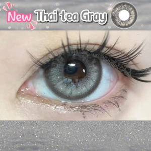 ขนาดมินิ คอนแทคเลนส์สีเทา เลนส์แฟชั่นเรนเดอร์สีมากThai Tea Black-14.5mm