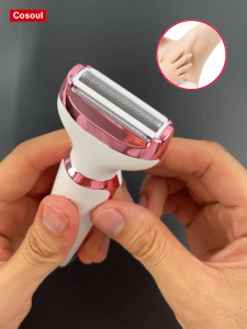 Cosoul 4 in 1 Bikini Trimmer Painless Electric Shaver for Women Leg Underarm Hair Removal Face Shaver Pubic Hair Trimmer Body Private Area Hair Remover Nose Eyebrow Trimmer Razor Facial Hair Removal Compact Portable Rechargeable