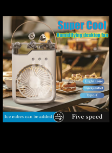 1200MAH Battery Portable Air Conditioner Fan Multifunction Mini Fan USB Water Spray Mist Air Conditioner Humidifier Fan Electric Fan with 7 Colors Led Lights 3-Speed Air Cooler Fan