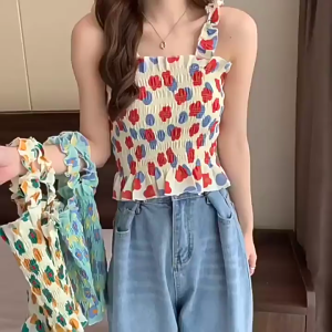 fv88 - Tanktop Wanita Pantai Tanktop Summer Motif Pastel Polyester PremiumStretch All Size fit to XL