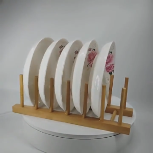 7 Grids Bamboo Wooden Dish Rack: Versatile Plate Holder & Multi-Grid Kitchen Organizer