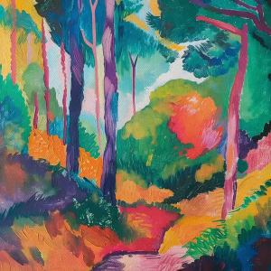 Tranh phong cảnh trừu tượng khu rừng đơn giản tranh treo tường dán tường trang trí hiện đại decor nội thất.CGI-765