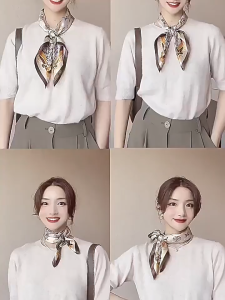 ผ้าพันคอ ผ้าคลุมไหล่ ผ้าผูกผมเกาหลี ผ้าโพกหัว ขนาด70x70cm ผ้าคาดอก ผ้าพันคอไหมซาติน silk นุ่ม ลื่น