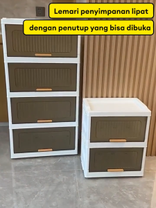 Trove Lemari Penyimpanan Pakaian Locker Kotak Penyimpanan Flip Putih Lemari Lipat dengan Laci Lemari
