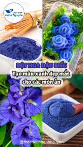 Bột hoa đậu biếc nguyên chất 100g (Làm trà mặt nạ dưỡng nhan tạo màu xanh đẹp mắt cho món ăn) - Thảo Dược Hạnh Nguyên