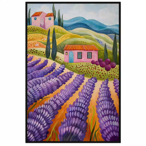 Tranh phong cảnh đơn giản cánh đồng hoa lavender vùng quê miền núi tranh treo tường dán tường decor nội thất.CGI-790