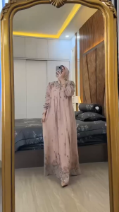 GAMIS SET HIJAB BUNGA TERBARU GAMIS SYARI MUSLIMAH KEKINIAN DRESS CERUTY BABYDOL PREMIUM