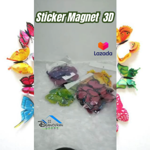DNV - Rainbow Hiasan Dinding Kupu Kupu Magnet 3D PVC + Doubletape (12 pcs) Tempelan Kulkas Lemari