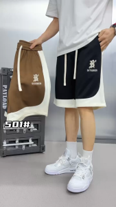 อเมริกันกีฬากางเกงขาสั้นผู้ชายฤดูร้อนเอวยางยืดหลวมกางเกงลำลองผู้ชายหนักถักกางเกงสามในสี่