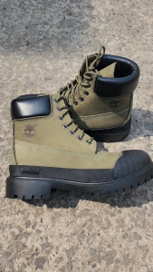 Sepatu Boots Pria TIMBALAND X BEELINE 6 Inch Prem Green Black Rubber Toe Waterproof (Tahan Air) Boots Nubuck Leather