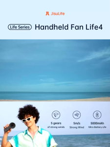 Jisulife Life 4 High-Quality Portable Handheld Fan with Strong Wind Rechargeable 3600mAh Battery Compact Design for Travel Office and Home Use - Ideal for Outdoor Activities Beach and School Rooms