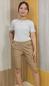 Putri Nasya - Celana Big Size Pendek 3/4 LFRL Ukuran 8L6L5L4L2LXLS fit to L Warna Capucino Cream Moca Hitam
