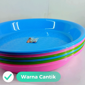 12 PCS Nampan Bulat Plastik Estetis / Baki Saji 30CM  / Wadah Saji Serbaguna Warna