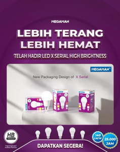 LAMPU MEGAMAN 4W LED YTA60Z2 UNGU SATUAN 4 WATT X-Serial HB GARANSI RESMI 3 TAHUN