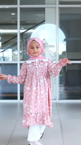 Sakura Midi Dress l Dress Motif Bunga l Gamis Anak Lucu