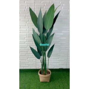 Pohon Artificial Tanaman Hias Heliconia Pisangan T150 Latex Cover Pot Anyaman Purun Dekorasi Kantor Aesthetic