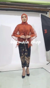 Outfit Atasan Fashion Satu Set Outer brokat cape Brokat Crop Kondangan Pesta Brokat seragam Bridesmaid Terbaru 2024