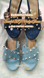 Leora Veddira - Shoeponic - Sandal Wedges - Hak 8 cm - SPN Wedges Jeans - Sendal Dewasa Perempuan