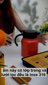 Ấm Pha Trà Giữ Nhiệt Có Lõi Lọc Trà Bình Siêu Tốc Chất Liệu Inox 316 2 Lớp Cách Nhiệt 1000ml