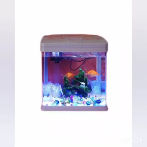 High Transparency Float Glass Aquarium Fish Tank with LED Light & Filter Pump Landscaping Square Design With Decorative Items