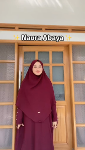 Jabayaska - Naura Abaya set French Khimar Bahan Crinkle Airflow Cantik Gamis Muslim Wanita Syari