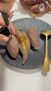 ‼️จิ๋วสุด‼️มันหวานญี่ปุ่น เพอเพิ่ลสวีท 🍠ไซต์ Snack 🍠50 กรัม 🇹🇭ปลูกไทย🇹🇭 แบบดิบ🍠เนื้อม่วงนุ่ม หอมหวานหนึบ  สินค้าเคลมได้