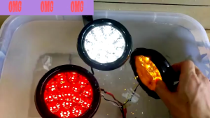 1 Pc - 12V & 24V (16LED) 4 inches Tail Lights Reverse Lamp Round Clear Lens for Truck Trailer Bus