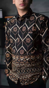 DGMFashion Kemeja Batik Pria Lapis Furing Premium Panjang Motif Tribal Hitam 2197