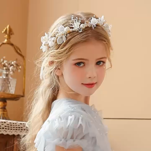 Super Fairy Golden Leaf Headband Wreath Pearl Headdress Crown Girl Princess Sweet