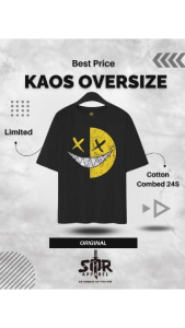 SMR APPAREL Baju kaos oversize Tshirt Oversize cotton combed 24s Pria & Wanita - Smile