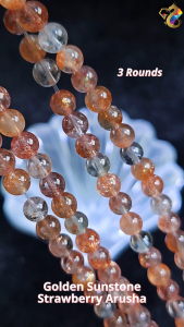 Graduation Grade Golden Sunstone Strawberry Arusha 3 Rounds Bracelet