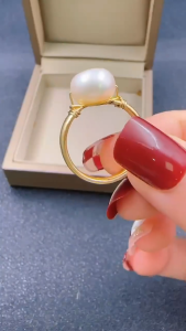 US GOLD 10K FRESH WATER PEARL HYPOALLERGENIC HANDMADE RING