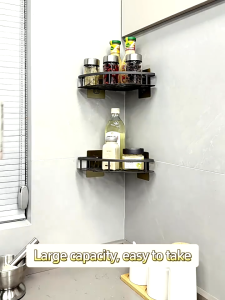 JOTO Space Aluminum Bathroom Shelf Organizer Wall Mounted Bathroom Rack Organizer Corner Shelf Rack Bathroom Accessories