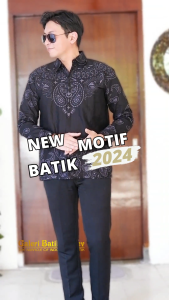 Galeri Batik Ardev - Mahardika Kemeja Batik Pria Slim Fit Lengan Panjang Atasan Batik Warna Hitam