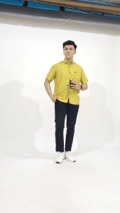 Boss Kemeja Pria polos lengan pendek katun Popline signature