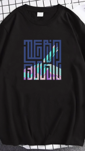 เสื้อยืดดำ พิมพ์ลายเขาวงกต งานคอตตอนแท้ 100%