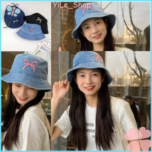 【COD จัดส่งจากไทย】หมวกคาวบอยปักโบว์กลางแจ้ง กันลม สไตล์ญี่ปุ่นและเกาหลี🦋🦋