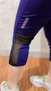 RK - Legging Sport Wanita Celana Legging 7/8 Legging Pendek motif jaring bawah Celana Olahraga Legging19