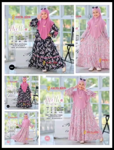 COD Dress Gamis Rayon Motif Bunga Free Jilbab Jersey Anak Perempuan Usia 5-10 Tahun Arethaa Gamis