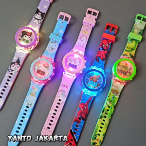 Jam tangan anak dinosaurus karakter laki laki lampu bercahaya