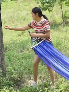 Ice Silk Hammock Camping Hiking Outdoor Travel Hammock with Storage Bag Foldable Hammock Double Hammock