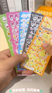 🔥chageey👍 1Pcs Cheese Sweetheart Hanfeng Kuromi Melody Meme Sticker Sanrio Cartoon Telephone Phone Decorative Sticker