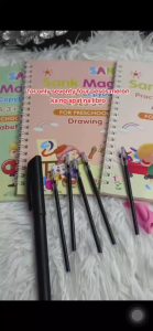 Goodluck 4 Books+Pen Sank Magic Practice Copybook Free-Wiping Childrens Copybook Magic Writing Sticker English Version